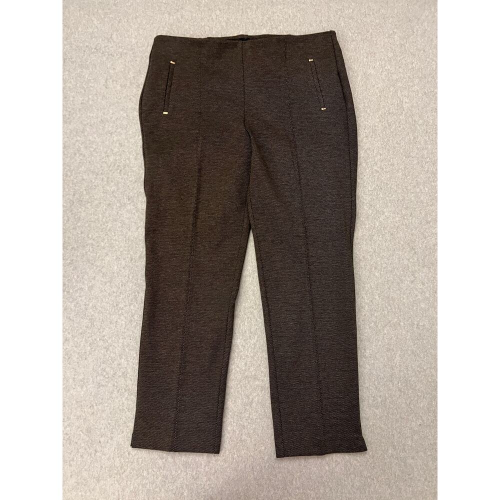 Chicos Pants Women Size 12 Tapered Tailored Comfort Stretch High Rise Dark Brown